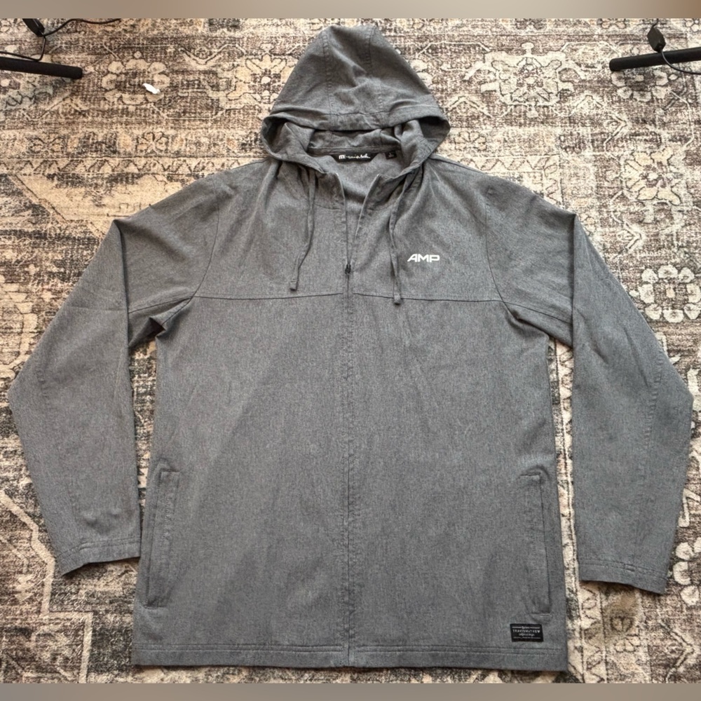 Travis Mathew Lightweight Full Zip Hooded Golf Jacket - Gray - Size‎ Large